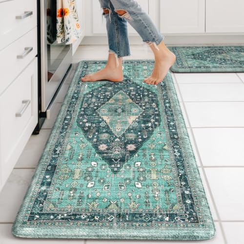 Collive Kitchen Rugs Sets of 2, Boho Kitchen Floor Mat, 20"x47"+20"x32" by Collive