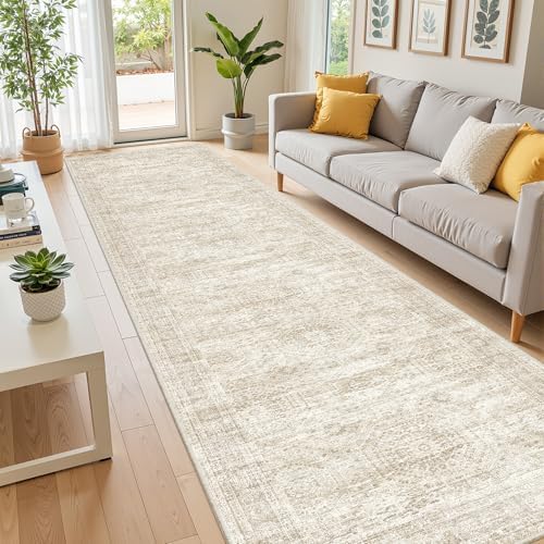 2'6 x 10' Runner Rug Non Slip,Washable Kitchen Rugs,Beige - Image 5