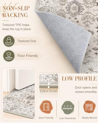 OLANLY 2x4 Washable Accent Rug Non Slip Carpet for Entryway Kitchen Bedside - Image 7