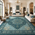 Amada Vintage Washable Area Rug,8'x10',Teal Blue - Image 3