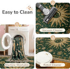 Vacuum-Friendly, 2x8 Washable Area Rug, Green Gold Yellow - Image 5