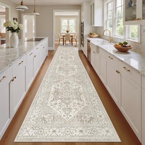 Madane Hallway Runner Rug 2'6''x16' Kitchen Runners Vintage, Beige/Brown - Image 2