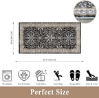 3x6 Kitchen Runner Rug Non Slip Washable - Soft Low Pile Stain-Resistant Wide Carpet Runner for Hallway Entryway Bedroom Bathroom with Rubber Backing - Boho Floral Door Mat(Black,3x6) - Image 2
