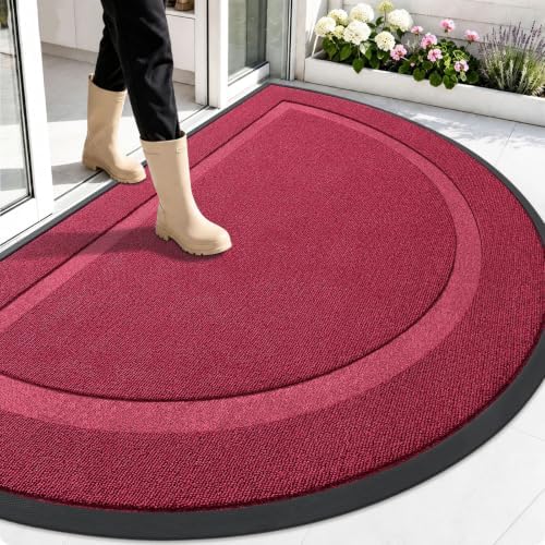 OLANLY Half Circle Front Door Mat Outside 59x34 All-Season Rubber Doormat by OLANLY