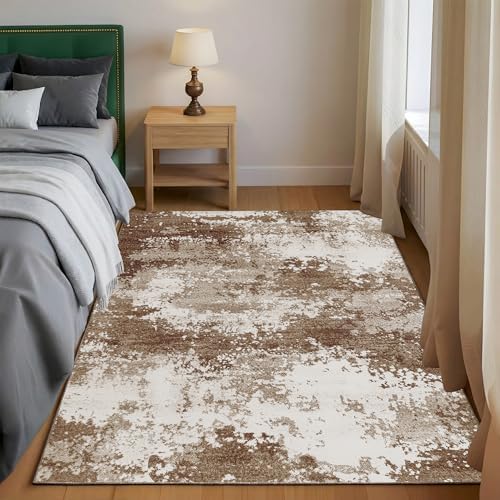 Entryway Rug 3x5 Brown Door Mat Indoor Entrance 36x60, Washable Small Throw Rugs for Kitchen Floor, Entry, Front Door, Bedroom Bedside, Non-Slip Low Pile Stain & Fade Resistant, Abstract Coffee - Image 3