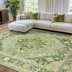 RELEANY Washable Area Rug, Large 9'x12', Green/Yellow - Image 3