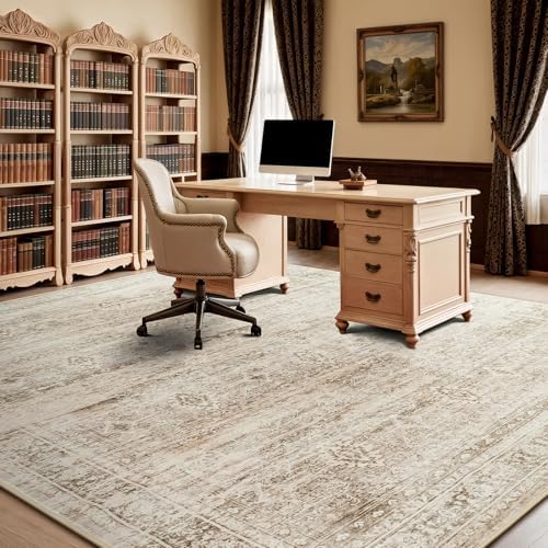8x10 Area Rug for Living Room, Non-Slip Washable Beige Large Carpet - Image 3