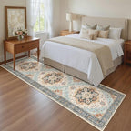 Madane Hallway Runner Rug 2x8 Washable Kitchen Rugs Non-Slip, Orange/Blue - Image 4