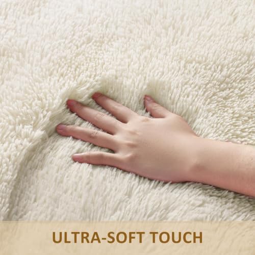 Ophanie Small Ivory Entryway Throw Rugs for Bedroom, 2x3 Mini Area Rug, Affordable Non Slip Fluffy Carpet, Fuzzy Soft Living Room Rugs, Home Decor Aesthetic, Nursery. - Image 2