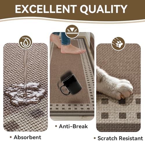 Kitchen Mats for Floor, Non Slip Kitchen Rugs, 17x59 Brown - Image 5