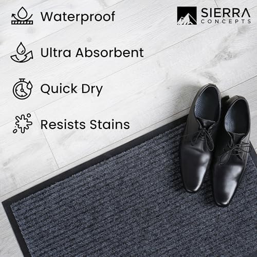 Front Door Mat, Indoor Outdoor Welcome Entryway Doormat, 30x17 Steel Gray - Image 6