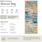 2.6x10 Washable Runner Rug:Modern Abstract Soft Carpet Rosy Haze - Image 2