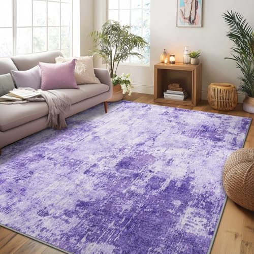 RELEANY Washable 9'x12' Abstract Area Rug for Living Room Purple - Image 7