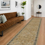 Hazo Haus Washable 3x12 Extra Long Hallway Runner Rug, Rustic Brown and Charcoal Olive Large Kitchen Floor Rug Indoor, Non-Slip Stain & Fade Resistant, Vintage Earthy Tone Décor by HazoHaus