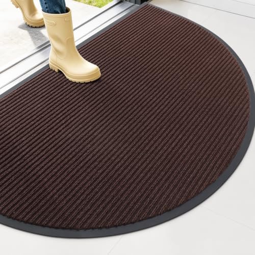 OLANLY Half Circle Front Door Mat 47x30, Waterproof Heavy-Duty Doormat by OLANLY