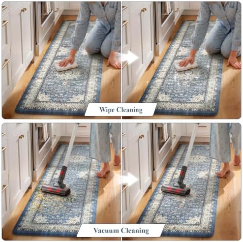 Collive Kitchen Mats for Floor Blue Boho Kitchen Runner Rugs, 24''x71'' - Image 5