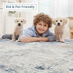 8x10 Washable Area Rugs for Living Room,Bedroom,Dining Room- Blue Beige - Image 6