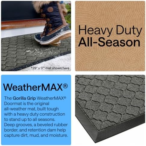 GORILLA GRIP WeatherMAX Door Mat, Indoor Outdoor, 47x35, Gray Quatrefoil - Image 3