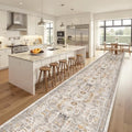 Madane Hallway Runner Rug 3x18 Washable Kitchen Runners 18ft, Brown/Gold by Madane