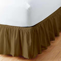 Taupe Solid Ruffled Bed Skirt Twin-15 Inch Drop Split Corner, Microfiber Bedskirt with Platform Three Sided Coverage