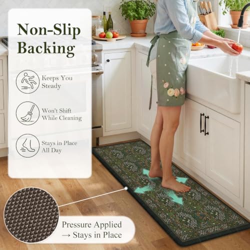 Collive Kitchen Mats Cushioned Anti Fatigue, Dark Green 17.3"x59"+17.3"x29" - Image 3