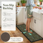 Collive Kitchen Mats Cushioned Anti Fatigue, Dark Green Kitchen Rug Sets - Image 3