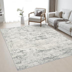 Area Rug Living Room: 5x5 Modern Washable Indoor Soft Carpet Gray by FXRHLP