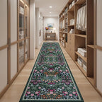PLHXFR 2.6x14 Washable Runner Rug：Floral Indoor Kitchen Carpet Dark Green - Image 5