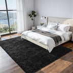 8x10 Fluffy Shag Area Rugs for Living Room Bedroom: Soft Plush Carpet Black - Image 3