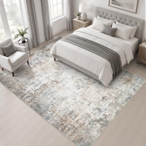 Area Rug Living Room: 5x5 Modern Washable Indoor Soft Carpet Brown - Image 3