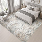 Area Rug Living Room: 8x8 Modern Washable Indoor Soft Carpet Brown - Image 3