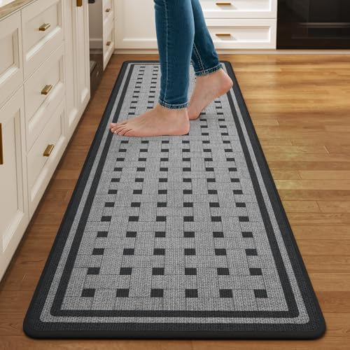 Kitchen Mats for Floor, Non Slip Kitchen Rugs, 17x59 Grey by QiCaiJia