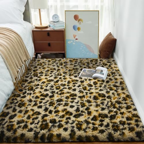 Ophanie Leopard Rugs for Bedroom Living Room, Cheetah Print Rug Fluffy Shag Large Fuzzy Plush Soft Throw,Large Shaggy Floor Faux Animal Throw 4x6 Carpets,Decor Aesthetic with Over 99 pcs Pile fibers - Image 2