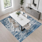 Area Rug Living Room: 5x5 Modern Washable Indoor Soft Carpet Blue - Image 4