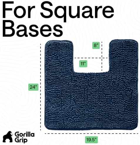GORILLA GRIP Chenille Bath Rug Mat for Square Toilet Base, 24x19 Navy - Image 2