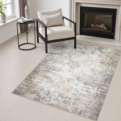 Area Rug Living Room: 3x5 Modern Washable Indoor Soft Carpet Brown by FXRHLP