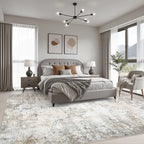 9x12 Area Rug Living Room Rug: Washable Modern Abstract Soft Thin Rug Indoor Floor No Slip Stain Resistant Carpet for Bedroom Dining Room Farmhouse Nursery Home Office - Brown Grey - Image 3