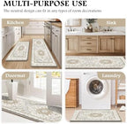 Boho Kitchen Mats for Floor 2PC Anti Fatigue Kitchen Rugs, Beige Tan - Image 6