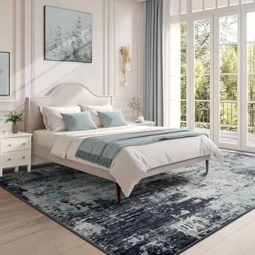 RELEANY Washable 5'x8' Abstract Area Rug for Living Room Teal Black - Image 3