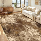 RELEANY Washable 5'x7' Abstract Area Rug for Living Room Brown Tan by RELEANY