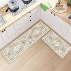 Collive Kitchen Rugs Sets of 2 Non Slip Washable, Taupe Kitchen Floor Mats - Image 7