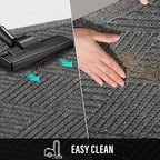 HIYARD Sturdy Front Door Mat, Absorbent Muddy Dirt Resist Welcome Door Mats Outdoor Indoor, Stain and Fade Resistant, Non-Slip Rubber Backing Low Profile Doormat for Entryway, 72×24, Grey - Image 7