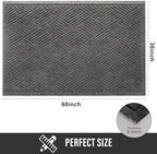 HIYARD Sturdy Front Door Mat, Absorbent Muddy Dirt Resist Welcome Door Mats Outdoor Indoor, Stain and Fade Resistant, Non-Slip Rubber Backing Low Profile Doormat for Entryway, 60×36, Grey - Image 2