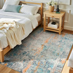 Entryway Rug 3x5 Blue Bedroom Area Rug Washable Non Slip Abstract Boho Rugs for Indoor Entry, Kitchen, Classroom, Bathroom, Kids Girls Room, Office, College Dorm Small Carpet - Image 3