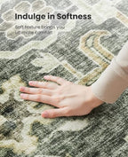 Amada 5x7 Washable Area Rug for Living Room, Green/Brown, Vintage Pattern - Image 6