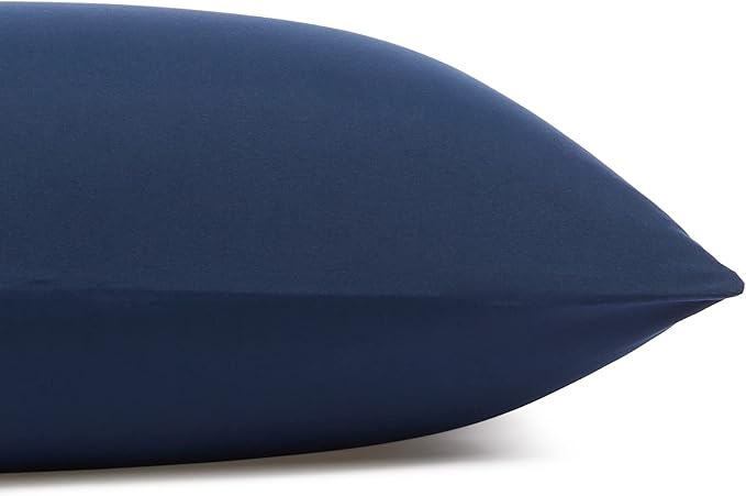 Amazon Basics Lightweight Super Soft Easy Care Microfiber 4 Piece Bed Sheets Set with 14-Inch Deep Pockets, Queen, Navy Blue, Solid