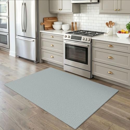 EARTHALL Washable Area Rug, Non Slip Entryway Rug, 4x5 Ft, Turquoise/Gray - Image 6
