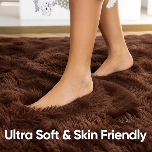6x9 Large Brown Fluffy Soft Area Rug Non-Slip for Living Room Bedroom - Image 5