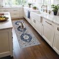2x5 Washable Hallway Runner Rug: Indoor Farmhouse Entryway Kitchen Rugs Oriental Thin Non-Slip Water Resisitant Carpet for Bathroom Laudry Ultra Soft Floor Mat for Living Room Bedroom(2X5,Blue) by HYHAOYUNLAI