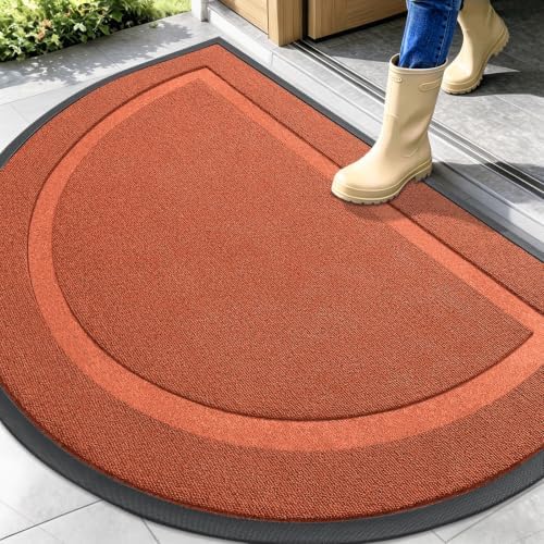 OLANLY Half Circle Front Door Mat Outside 47x32 All-Season Rubber Doormat by OLANLY